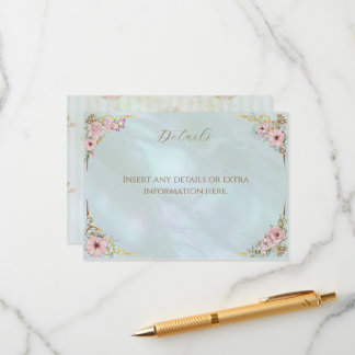 Cartão De Informações Vintage Aqua Chá de panela Tea Party