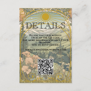 Cartão De Informações Vintage Art Nouveau Deco Código QR Detalhes de Cas