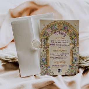 Cartão De Informações Vintage Art Nouveau Inspirou Detalhes do Casamento