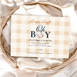 Cartão De Informações Vintage Baseball Boys Diapper de Chá de fraldas Ra