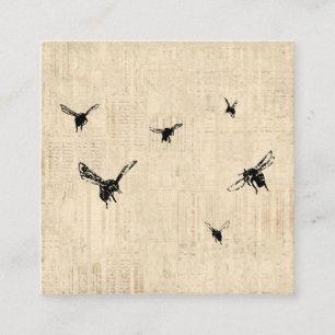 Cartão De Informações Vintage Bee Art Illustrated Script Style Design