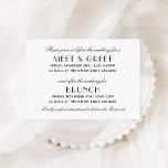 Cartão De Informações Vintage Black Art Deco Wedding and Brunch<br><div class="desc">Estilo de vintage antes do casamento Meet & Greet e depois do casamento Os cartões Brunch apresentam fontes elegantes e glamourosas do estilo Deco de arte,  um esquema clássico de cores preto e branco e texto que pode ser personalizado para suas necessidades específicas.</div>