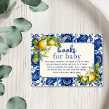 Vintage Blue Azulejo Yellow Lemons Livros para Beb