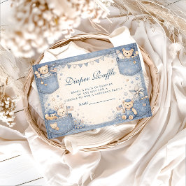 Cartão De Informações Vintage Blue Jeans Pocket Friends Diapper Raffle