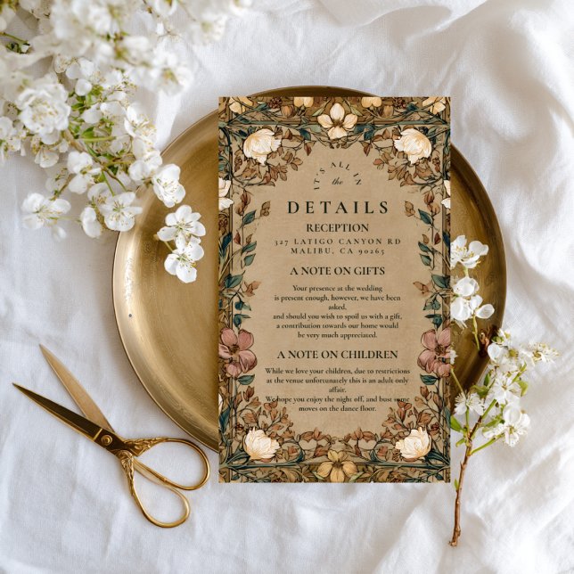 Cartão De Informações Vintage Botanical Autumn Wedding (Criador carregado)