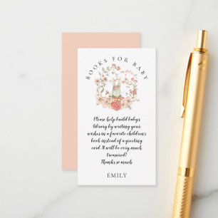 Cartão De Informações Vintage Bunny Florals Livros para Chá de fraldas