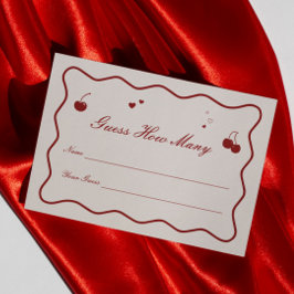 Cartão De Informações Vintage Cherry On Top Shower Guess How Many Game 