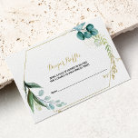 Cartão De Informações Vintage Dourada e Green Eucalyptus Fralda Raffle<br><div class="desc">Esta vintage fralda de ouro e eucalipto verde é perfeita para um simples chá de fraldas. O design apresenta cor d'água verde,  dourada,  folhas azuis e flores pintadas manualmente,  bem como flores arrumadas em buquês e quadros geométricos elegantes.</div>