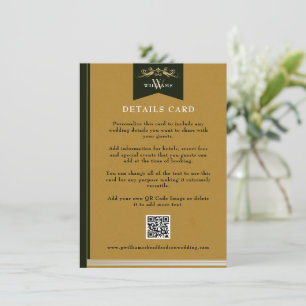 Cartão De Informações Vintage Dourado Chic Chapter Page Wedcard Inserir