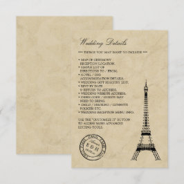 Cartão De Informações Vintage Eiffel Tower Paris Postmark Wedding