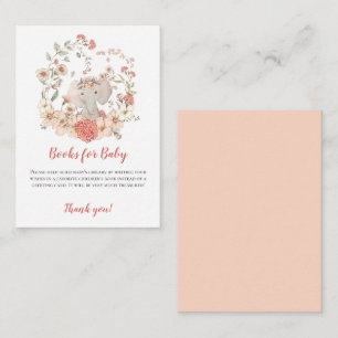 Cartão De Informações Vintage Elephant Peach Books Para O Chá de fraldas
