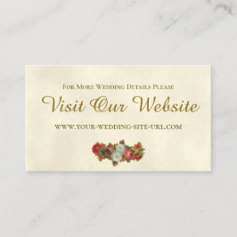 Cartão De Informações Vintage Fall Floral Wedding Website Detalhes Ivory