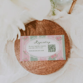 Cartão De Informações Vintage Floral Bridal Shower Registry QR code