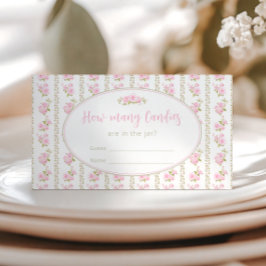 Cartão De Informações Vintage Floral Candy Jar Baby Shower Game Card