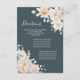 Cartão De Informações Vintage Floral Navy Blue Wedding Direction Insert