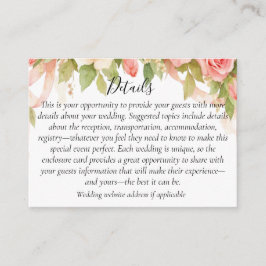 Cartão De Informações Vintage Floral Rose Wedding Enclosure Card