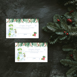 Cartão De Informações Vintage Floral Snowman Diaper Raffle Baby Shower 