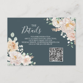 Cartão De Informações Vintage Floral Wedding QR code Details Insert