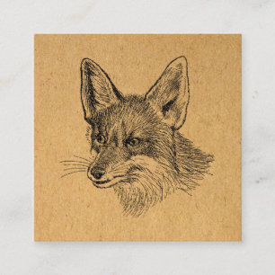Cartão De Informações Vintage Fox Illustração Antica Arte Animal Brown