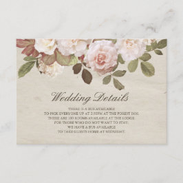 Cartão De Informações Vintage French Rosas Wedding Details Card