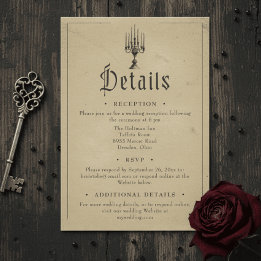 Cartão De Informações Vintage Gothic Black Toile Tan Wedding