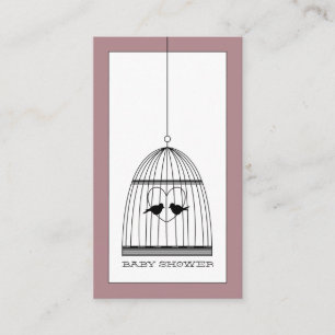Cartão De Informações Vintage Heart Birdcage Chá de fraldas Invitation