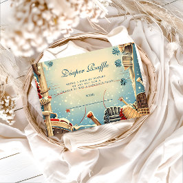 Cartão De Informações Vintage Hockey Baby Shower Diapper Raffle