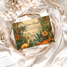 Vintage Jungle Dinosaur Baby Shower Diapper Raffle