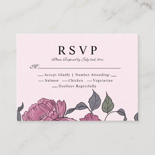 Cartão De Informações Vintage Peonies Responde Placa (Frente)