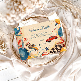 Cartão De Informações Vintage Race Car Diapper Raffle