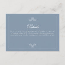 Vintage Rococo Dusty Detalhes do Casamento Azul