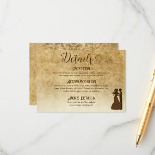 Cartão De Informações Vintage rustic Wedde Noite Groom