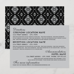 Cartão De Informações Vintage Silver Black Art Deco Informações de Cas