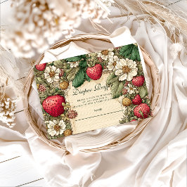 Cartão De Informações Vintage Strawberry Cottagecore Diapper Raffle