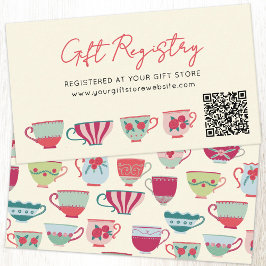 Cartão De Informações Vintage Teacup Baby Shower Gift Registry QR code