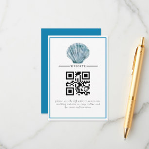 Cartão De Informações Vintage Teal Blue Solteiro Seashell Casamento