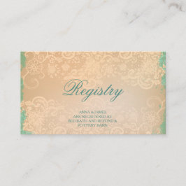 Cartão De Informações Vintage Teal e Lace Weding Registry Card