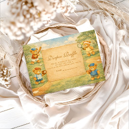 Cartão De Informações Vintage Teddy Bear Sports Diapper Raffle