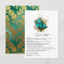 Vintage Turquoise e Dourados Detalhes do Convidado