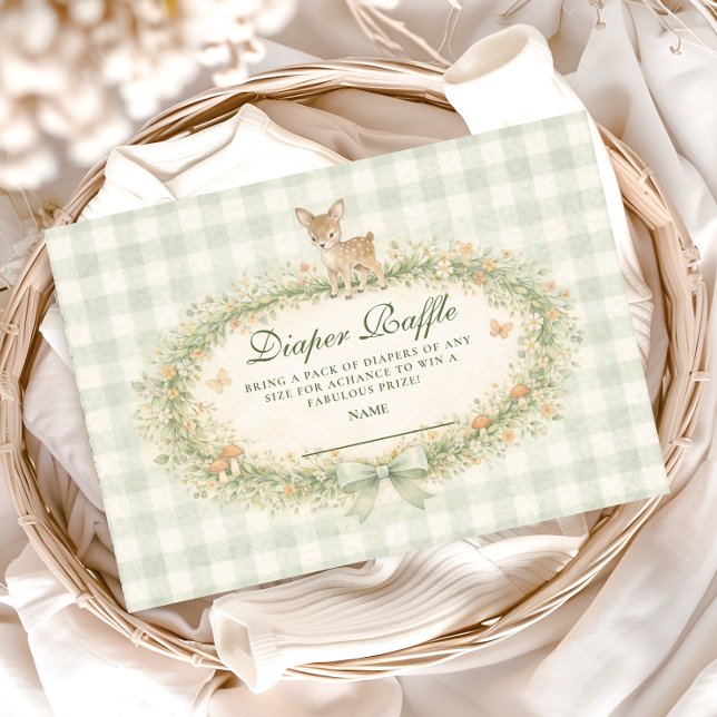 Cartão De Informações Vintage Woodland Deer Diapper Raffle (Criador carregado)