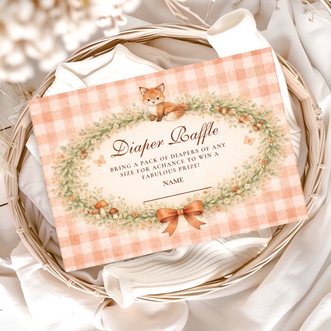 Cartão De Informações Vintage Woodland Fox Diapper Raffle (Criador carregado)