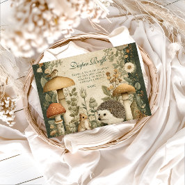 Cartão De Informações Vintage Woodland Mushroom Diapper Raffle