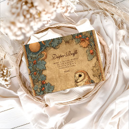 Cartão De Informações Vintage Woodland Owl Diapper Raffle