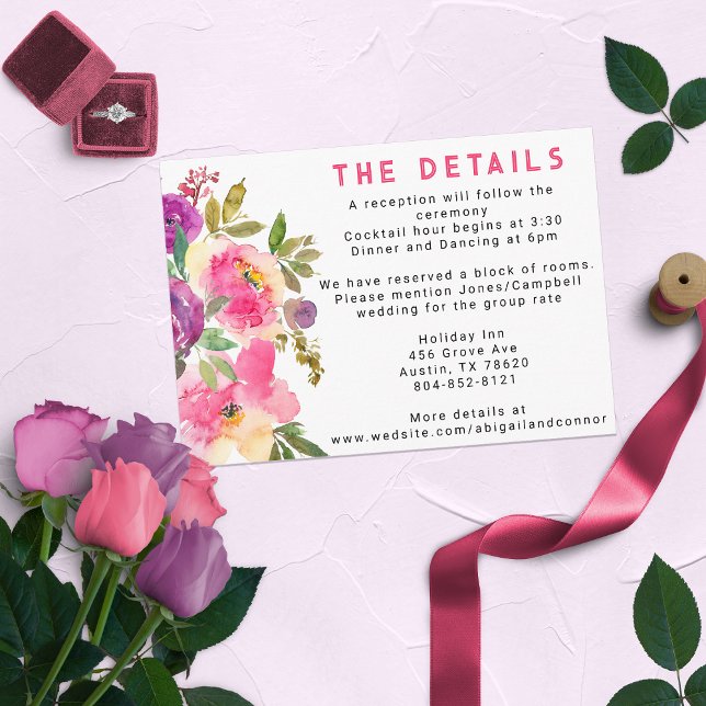 Cartão De Informações Violet Fuchsia Floral, Violeta e Divertida (Criador carregado)