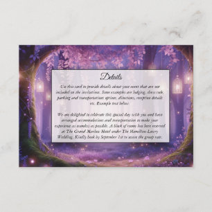 Cartão De Informações Violeta na Floresta Encantada à Meia-Noite