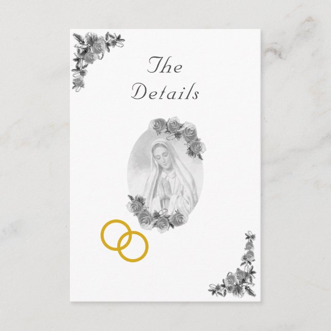 Cartão De Informações Virgem Maria Carteira Católica de Casamento de Pra (Frente)