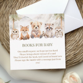 Cartão De Informações Warm Beige Woodland Books for Baby Shower Card