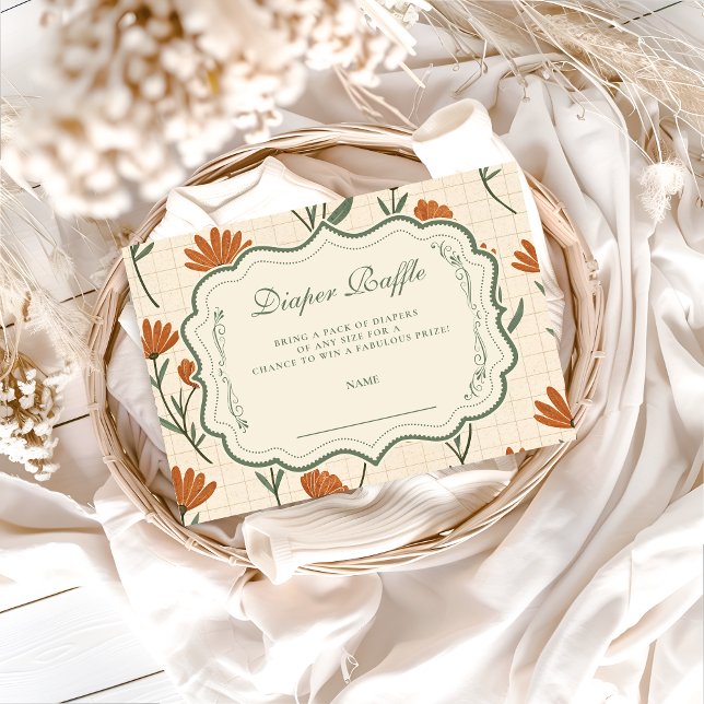 Cartão De Informações Warm Wildflower Baby Shower Diapper Raffle (Criador carregado)