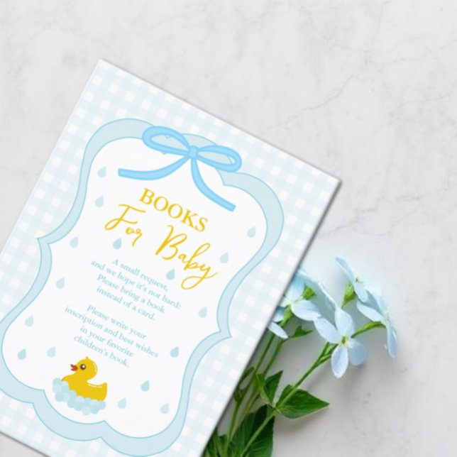 Cartão De Informações Water Droplets Gingham Baby Shower Books For Baby (Criador carregado)