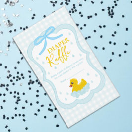Cartão De Informações Water Droplets Gingham Baby Shower Diaper Raffle